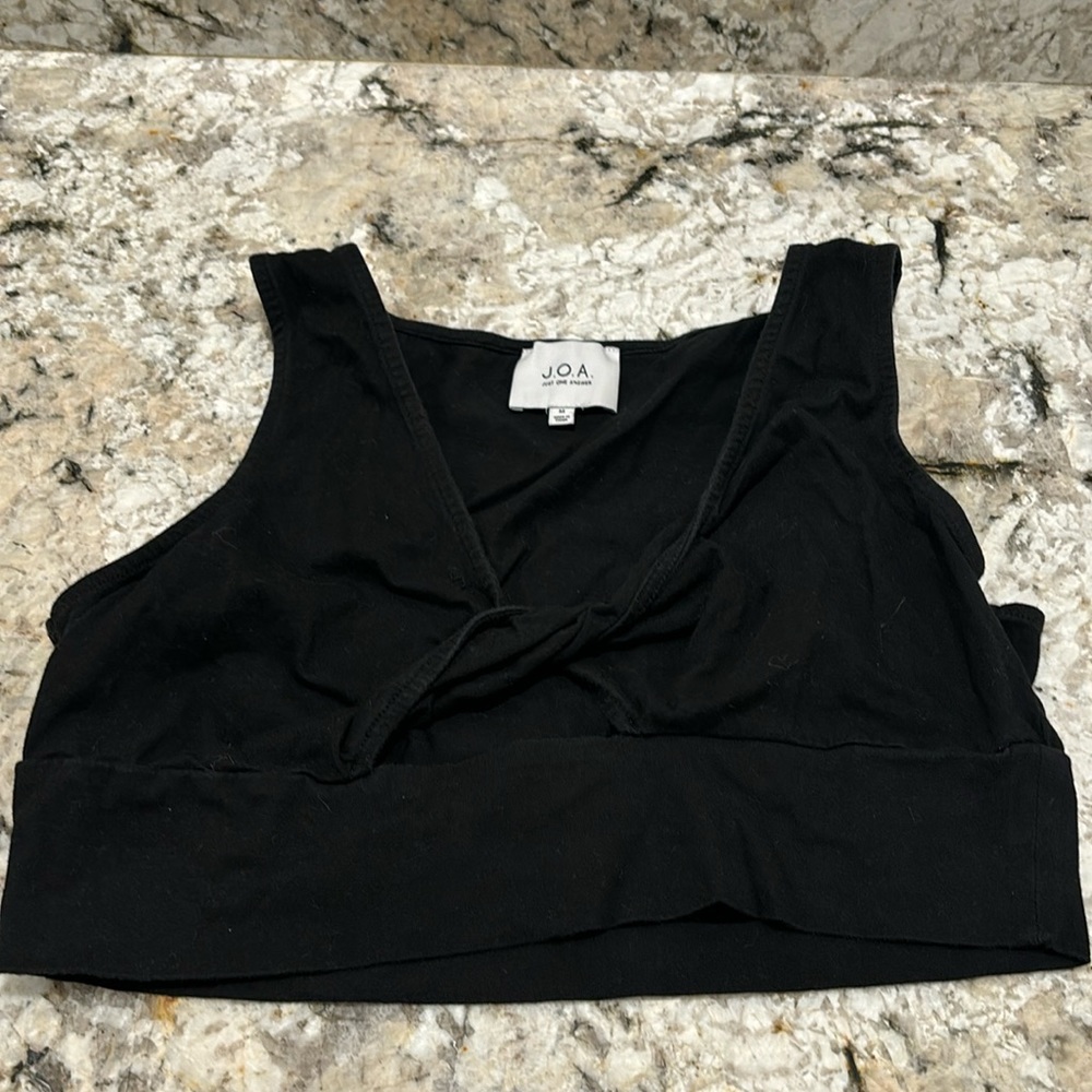 Black tied in the front cropped top